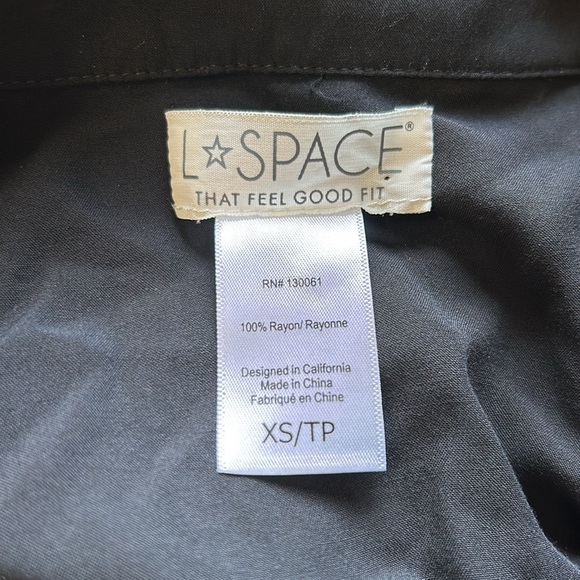 L Space Amelia Mini Dress Black Tie Waist Button Front Long Sleeve Sz XS - Picture 9 of 12